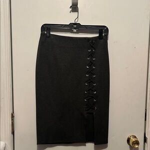 Elegant Grey/Black Lace-Up Skirt